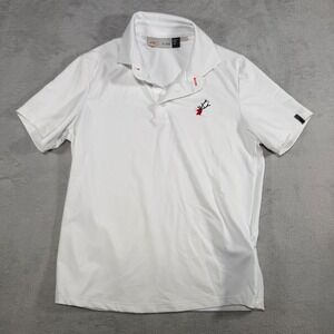 KJUS Boys Polo Self Co White Short Sleeve Golf Shirt Reindeer UPF 50+